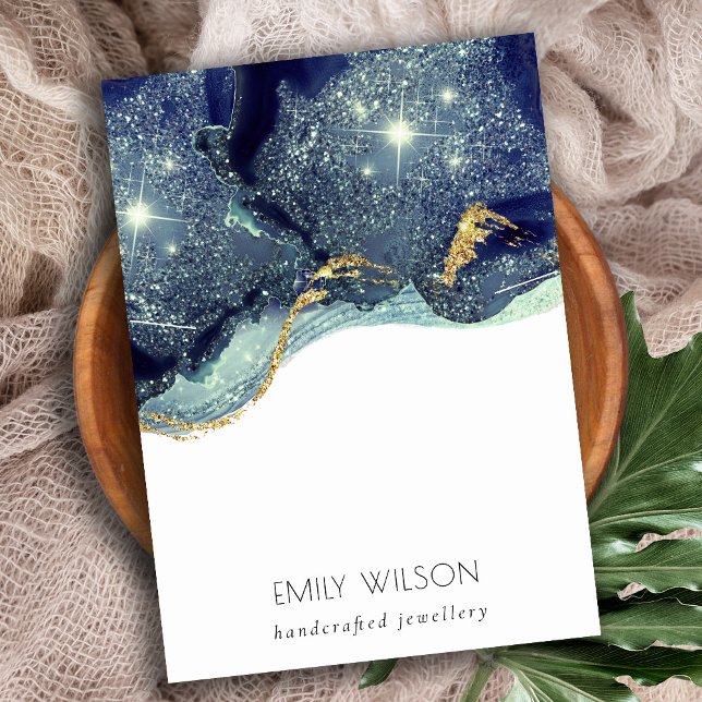 Cartão De Visita Tela de colar com Marinho de fluido Dourado (Criador carregado)