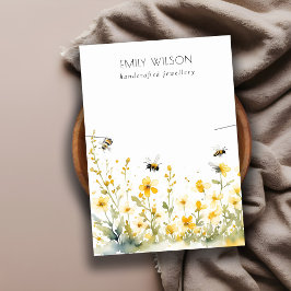 Cartão De Visita Tela de colar de abelha de Primavera amarelo-chic