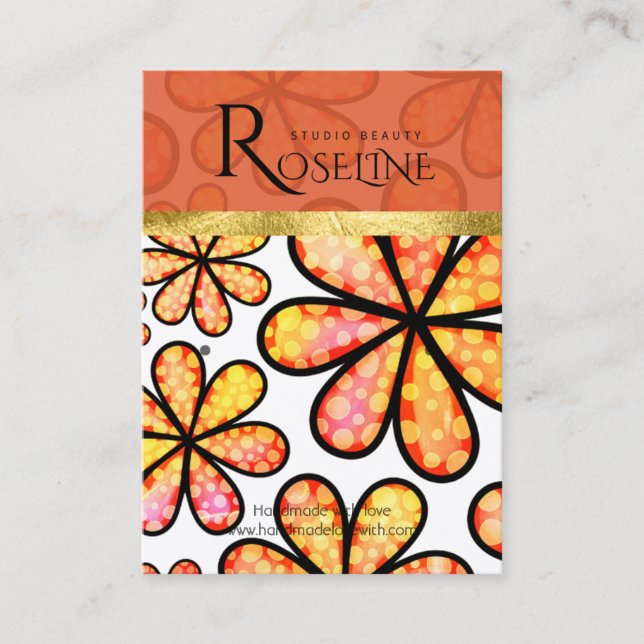 Cartão De Visita Tela de joalharia das Flores Laranja Moles (Frente)