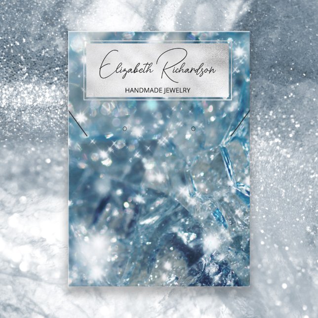 Cartão De Visita Tela de Joia Glam Elegante Blue Crystal Diamond (Criador carregado)