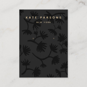 Cartão De Visita Tela de Joia Preta Floral