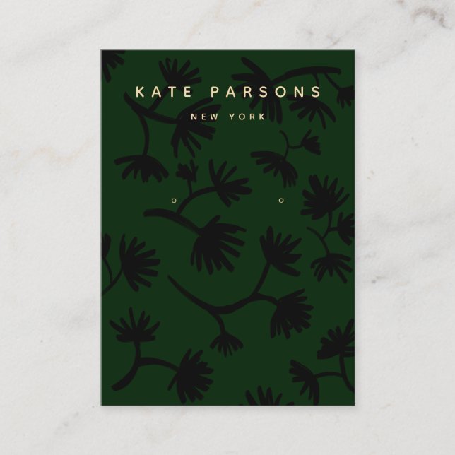 Cartão De Visita Tela de Joia Verde Floral (Frente)