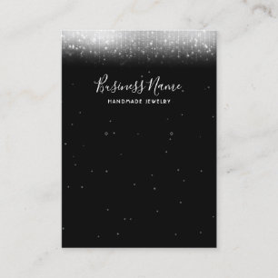 Cartão De Visita Tela de Joias Brancas Glam Pretas