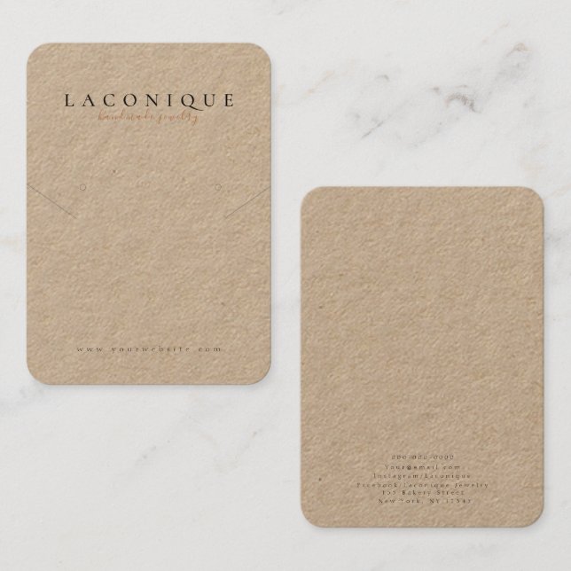 Cartão De Visita Tela de Joias | Kraft | Empresa mínima C (Frente/Verso)