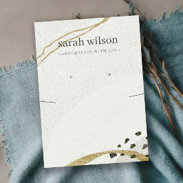 Cartão De Visita Tela de Orelha abstrato de Colar Preto Dourado