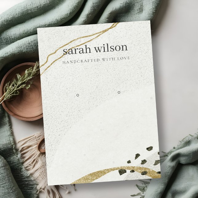 Cartão De Visita Tela de Orelha abstrato de preto Dourado (Criador carregado)