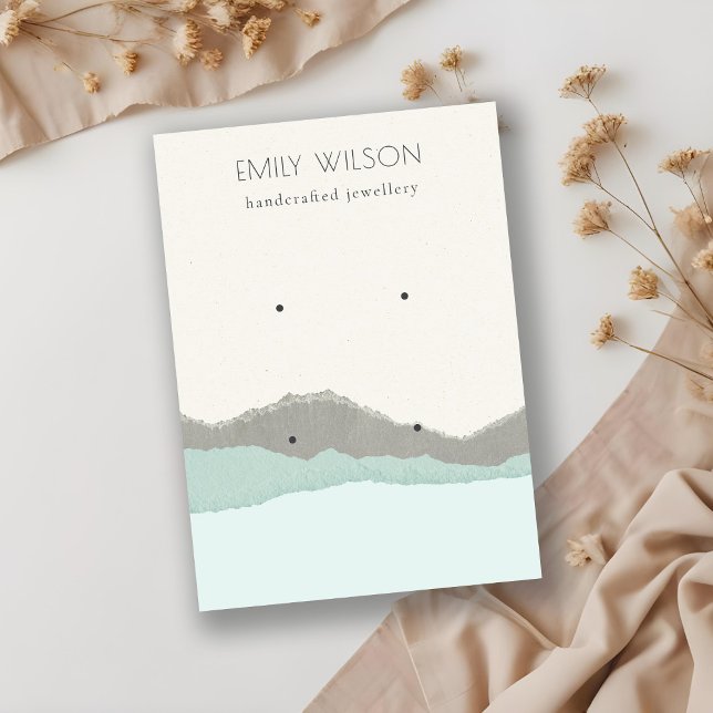 Cartão De Visita Tela de Ouriço do Pastel Aqua Kraft Mountain Wave  (Criador carregado)