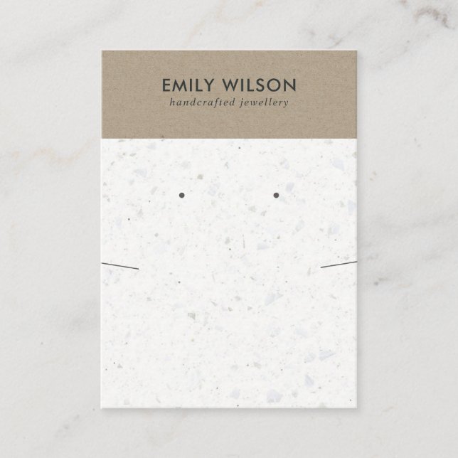 CARTÃO DE VISITA TELA DE OUVIDO CHIC BRANCO DE TERRAZZO NECKLACE (Frente)