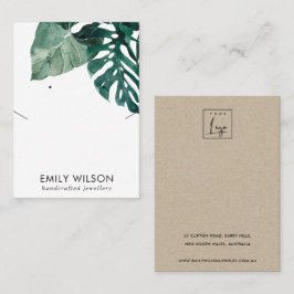 CARTÃO DE VISITA  TELA DE OUVIDO DA FAUNA NECKLACE DE MOSTERA VERDE