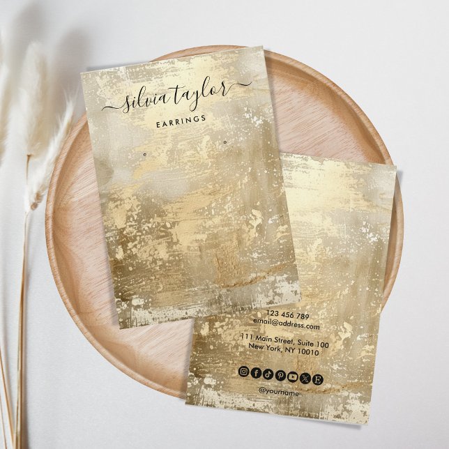 Cartão De Visita Tela de ouvido simples de metal Dourado moderno (old gold metal texture)