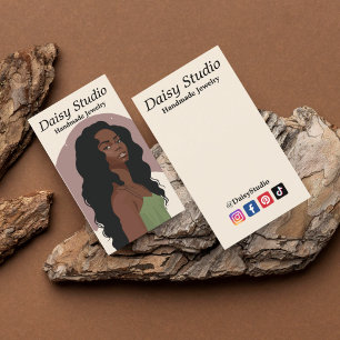 Cartão De Visita Tela de Retrato de Menina Moderna