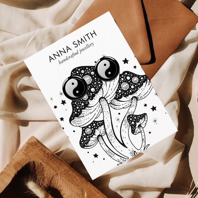 Cartão De Visita Tela de Retrato do Groovy Mushroom Trazendo Ocupad (Criador carregado)