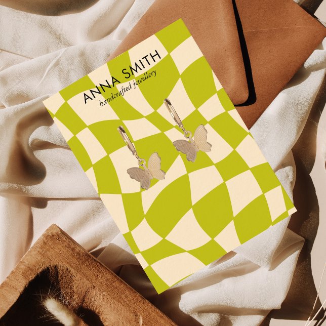 Cartão De Visita Tela de Vintage Verde Retroativa (Criador carregado)