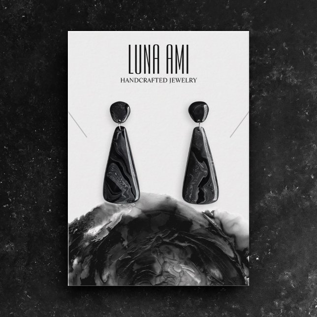 Cartão De Visita Tela do colar de colar de Cinza preta (Criador carregado)