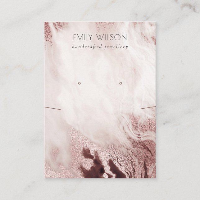 Cartão De Visita Tela do rosa Dourado Agate Marble Necklace Earrati (Frente)