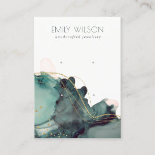 Cartão De Visita Tela Dourada verde 2 com tinta a álcool abstrato
