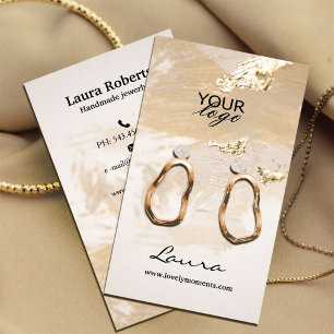 Cartão De Visita Tela moderna Elegante Gold Foil Earring