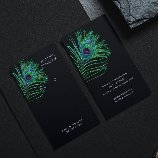 Cartão De Visita Tela moderna Glitter Feather Jewelry Earring (Criador carregado)