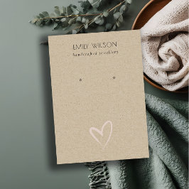 Cartão De Visita Tela simples do Kraft Blush Heart Stud Earring