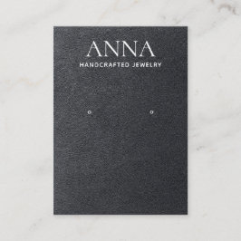 Cartão De Visita Tela Simples Elegante Preta de Leather