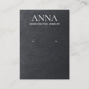 Cartão De Visita Tela Simples Elegante Preta de Leather