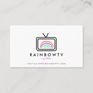 Cartão De Visita Televisão arco-íris desenhada à mão rgb mídia