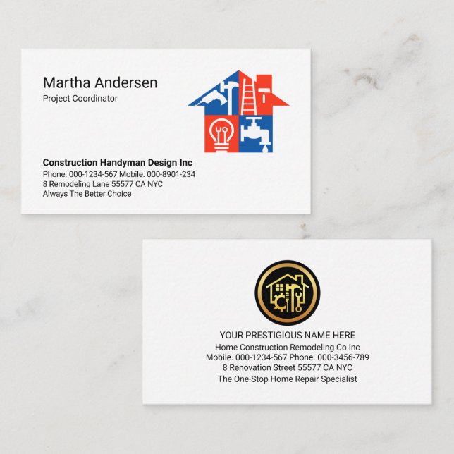 Cartão De Visita Telhado de Construção de Ferramentas para Disposit (Frente/Verso)