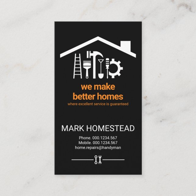 Cartão De Visita Telhado de ferramentas criativas de mão (Frente)