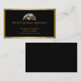 Cartão De Visita Telhado de luxo Dourado Construção Negra