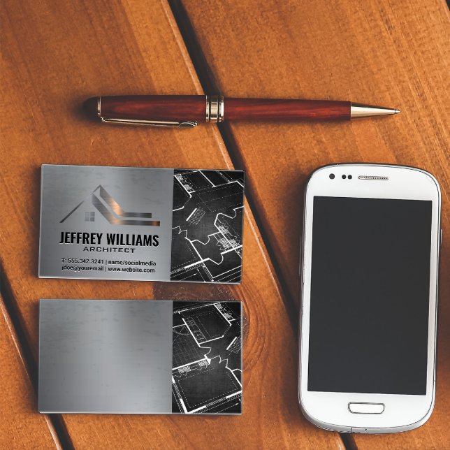 Cartão De Visita Telhado metálico | Property Blue Impressão (Criador carregado)