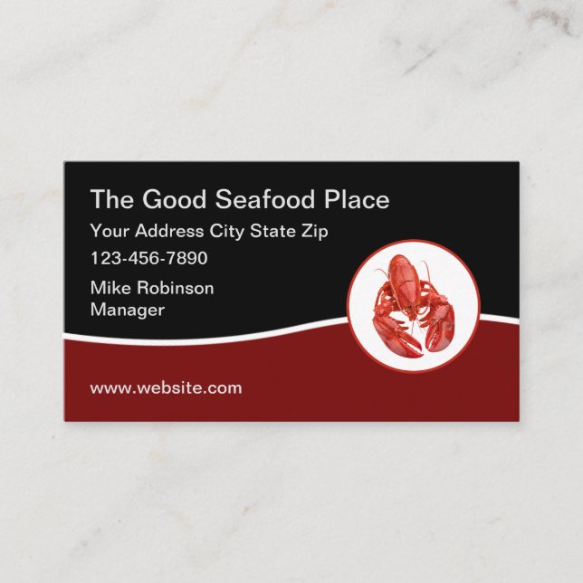 Cartão De Visita Tema da Lagosta do Restaurante do Mar Moderno (Frente)