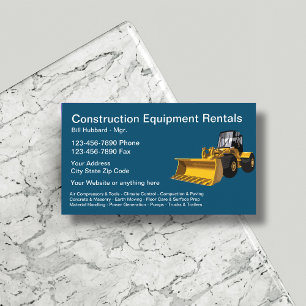 Cartão De Visita Tema de Aluguel de Equipamentos de Construção