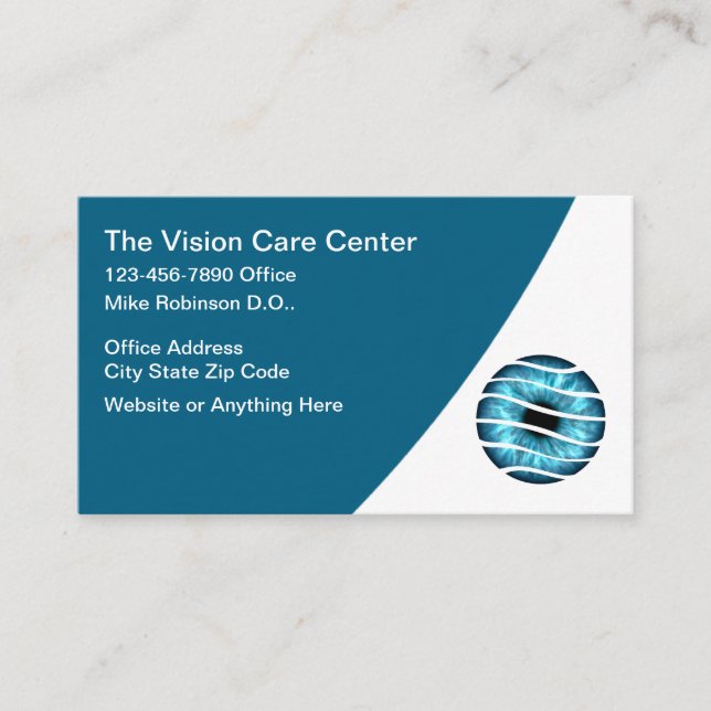 Cartão De Visita Tema de Cuidado Visual Médico para Olhos (Frente)