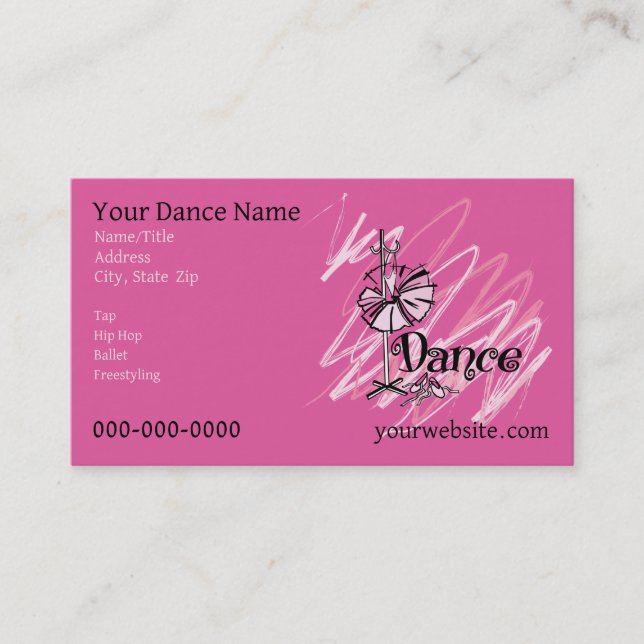 Cartão de Visita Tema de Dança (Frente)