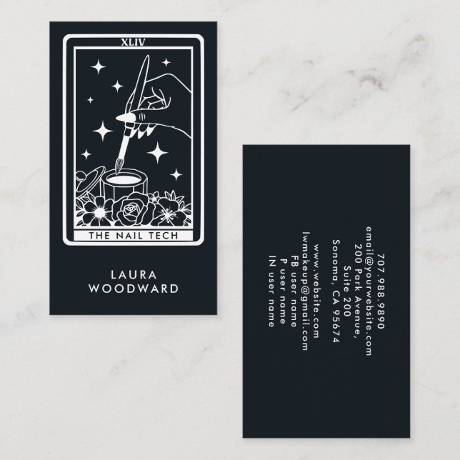 Cartão De Visita Tema de Placa Tarot Tech Nail (Frente/Verso)