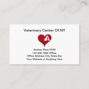 Cartão De Visita Tema de Veterinário Coração Cachorro Gato Gráfico