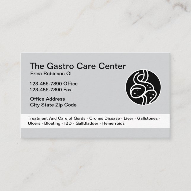 Cartão De Visita Tema Intestinal de Gastroenterologista (Frente)