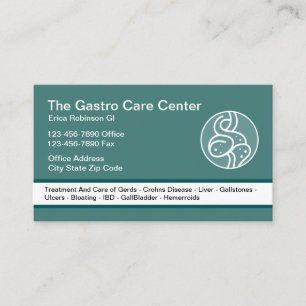 Cartão De Visita Tema Intestinal de Gastroenterologista