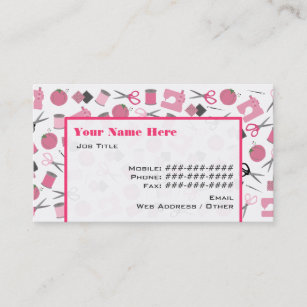 Cartão de visita temático Sewing (rosa)