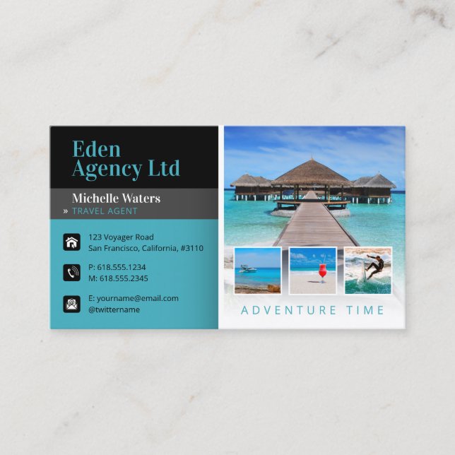 Cartão De Visita Tempo de Aventura | Turismo | Agente Viagem (Frente)