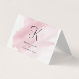 Cartão De Visita Tenda Dobrável Monograma Rosa Para Ela Watercolor
