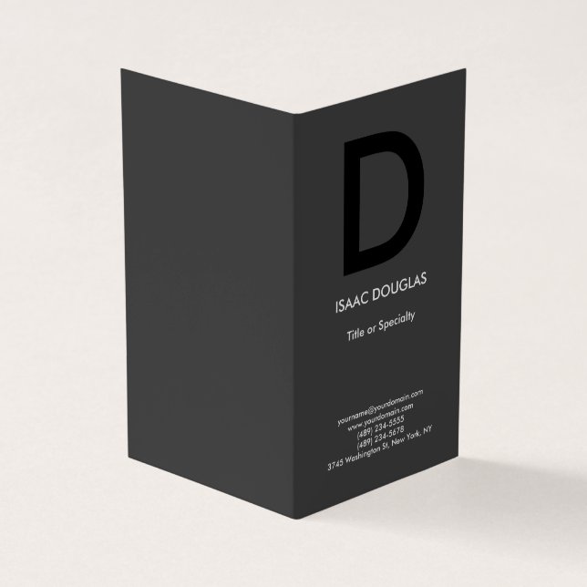 Cartão De Visita Tendência cinza moderna monograma negro (Exterior)