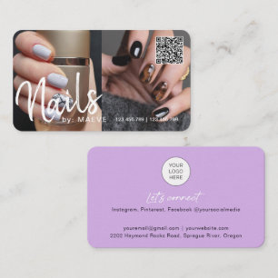 Cartão De Visita Tendência com o código QR moderno unhas fotograf