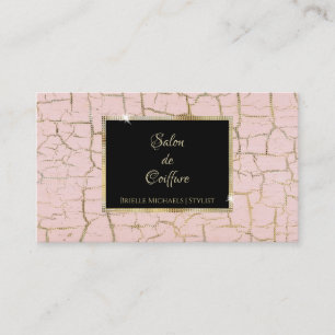 Cartão De Visita Tendência cor-de-rosa e Dourado salão de cabelo