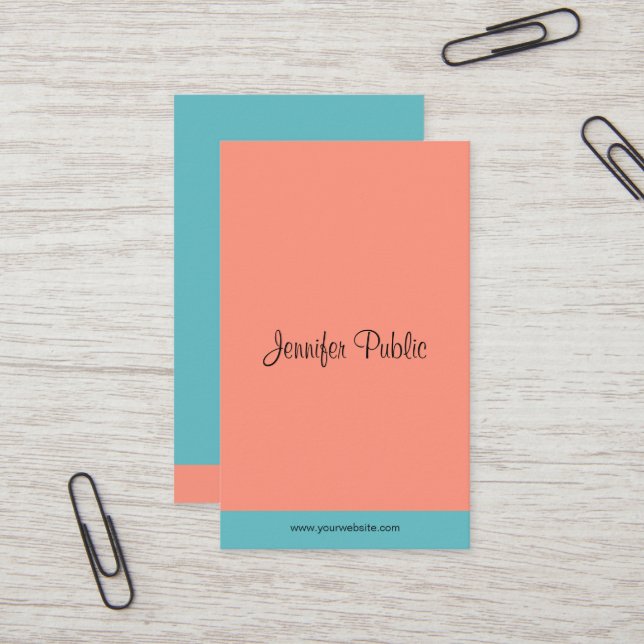 Cartão De Visita Tendência Cores Moderno Elegante Script Modelo B (Frente/Verso In Situ)