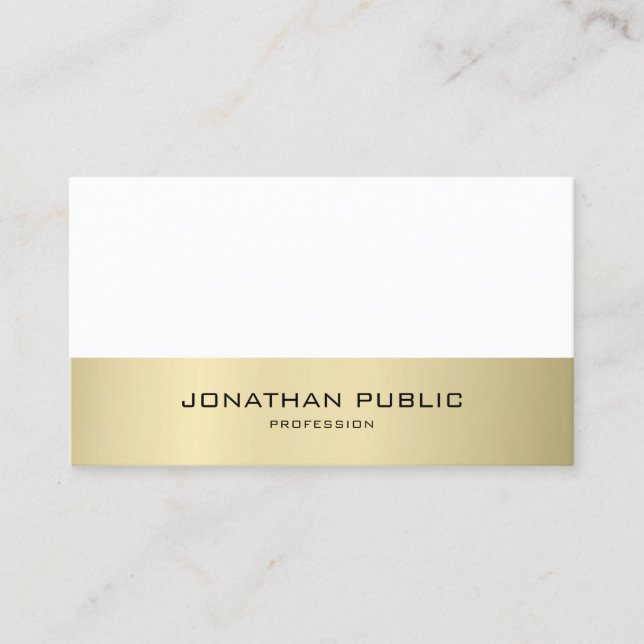 Cartão De Visita Tendência de aparência simples e moderna e Dourada (Frente)
