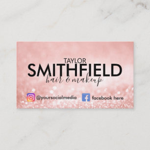 Cartão De Visita Tendência de Cabelo de Seda e Maquiagem Rosa