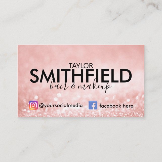 Cartão De Visita Tendência de Cabelo de Seda e Maquiagem Rosa (Frente)