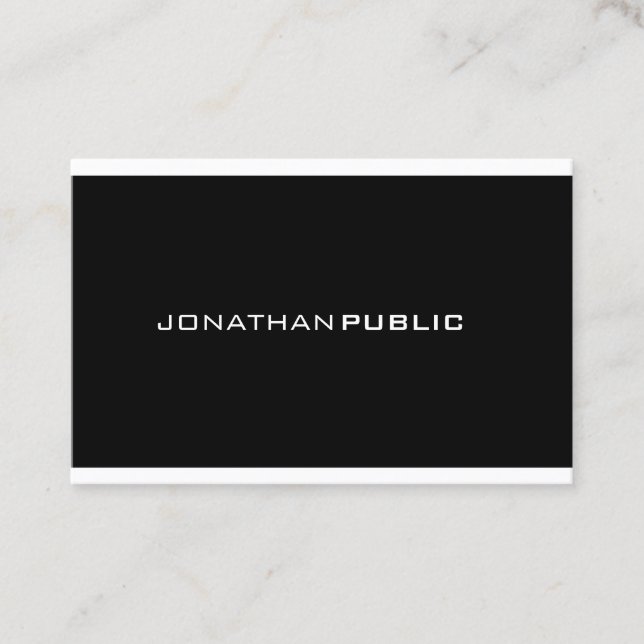 Cartão De Visita Tendência Elegante Mínima Design Preto Preto (Frente)