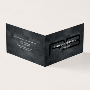 Cartão De Visita Tendência Estilo Cinza Monograma Simples Simples